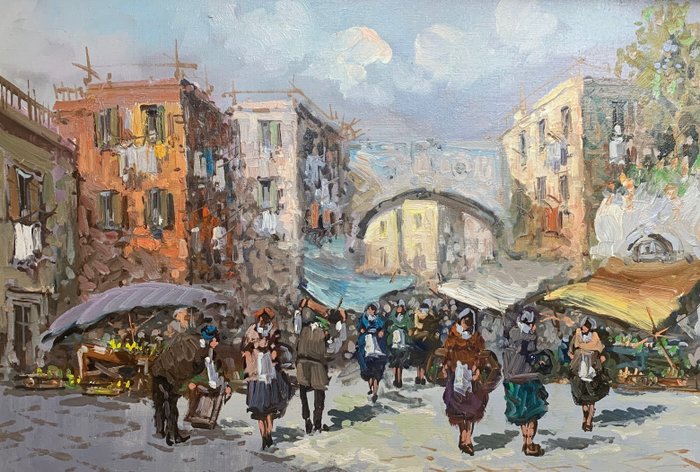 Antonio Rondinella (XX) - Mercato della vecchia Napoli