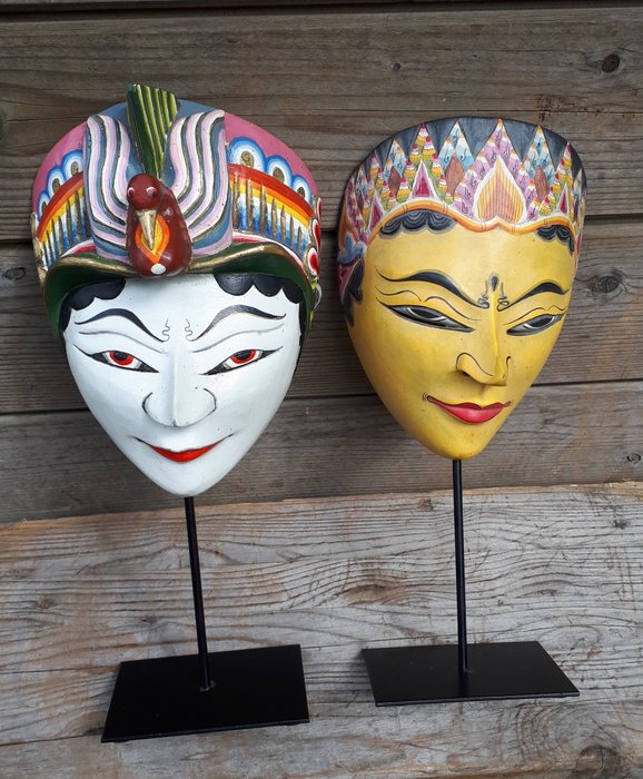 2 masques du diable - Setan Tradukkah - Java - Indonésie  (Sans Prix de Réserve)