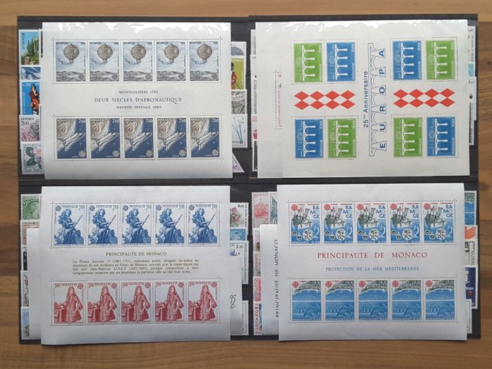 Monaco 1983/1986 - 4 full years of stamps excluding unissued stamps - Yvert 1359 à 1561, PA 104, BF 25, 28, 30, 34, Préo 78 à 93, Taxe 73 à 86