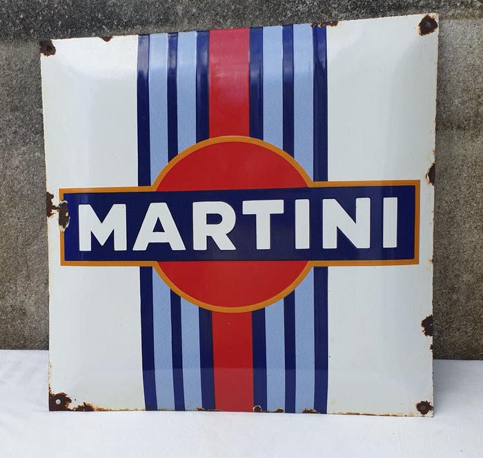Piatto smaltato - Insegna pubblicitaria Martini grande 45 x 45 cm