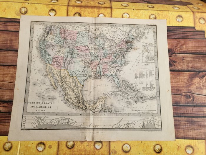 Amerika, Karta - Nordamerika; Stieler / Justus Perthes - 1861-1880