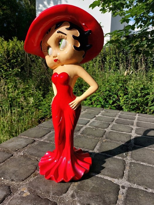 Statue, Betty Boop in a festive dress with hat - 58 cm - polyrésine