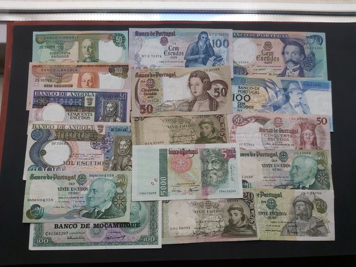 Portugalia i kolonie. - 20 banknotes - various dates  (Bez ceny minimalnej
)
