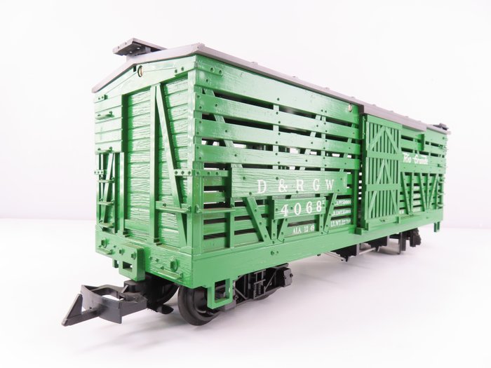 LGB G - 4068 N 01 - Vagón de tren de mercancías a escala (1) - "Vagón furgón" de 4 ejes para el transporte de ganado - Rio Grande