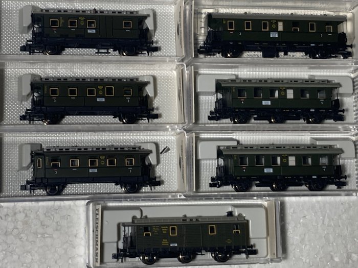Fleischmann N - 8382k, 8765k, 8766k, 8767k, 8875k, 8872k, 8875k - Modeltog passagervogn (7) - Forskellige x 7 - DRG