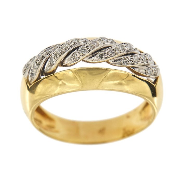 Δαχτυλίδι - 18 καράτια Κίτρινο χρυσό, Λευκός χρυσός Διαμάντι 