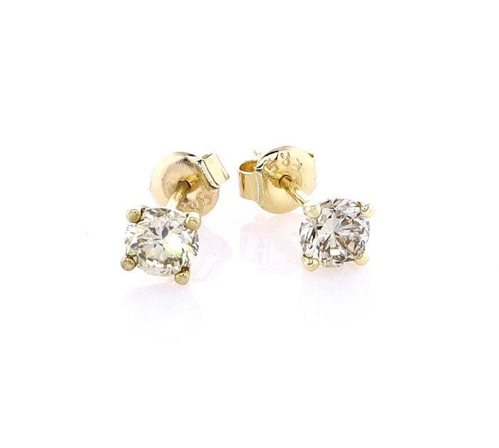 Ohrringe - 14 kt Gelbgold -  1.01 tw. Diamant  (Natürlich) 