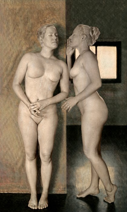 Georges Dumas - Le Secret - Original on canvas (Framed / no AI)