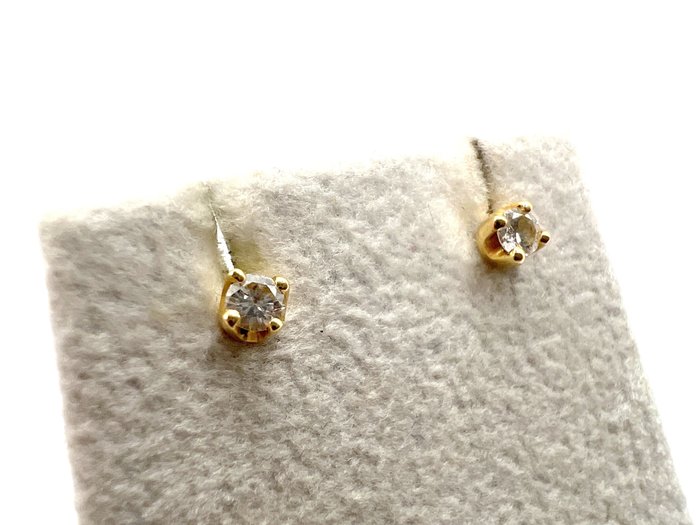 Sans Prix de Réserve - Boucles d'oreilles - 18 carats Or jaune -  0.14 tw. Diamant  (Naturelle) 
