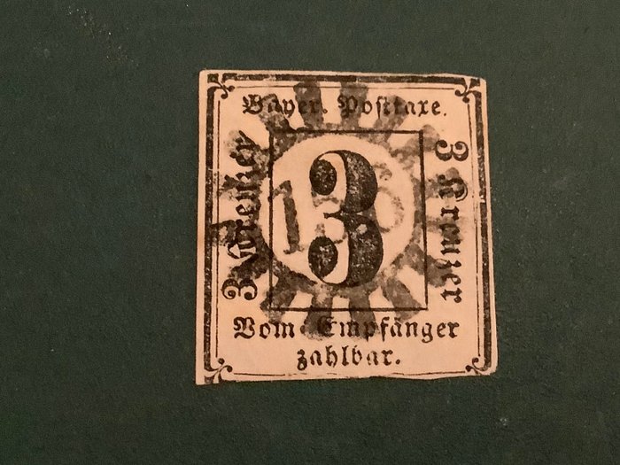 Bavaria 1862 - Primul timbru poștal - Michel 1
