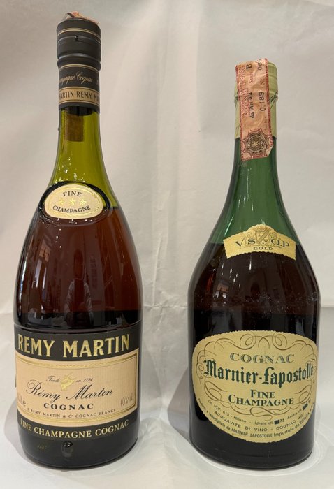 Rémy Martin, Marnier-Lapostolle - 3 Star Fine Champagne + VSOP Fine Champagne Gold  - b. 1960er Jahre, 1990er Jahre - 70 cl - 2 flaschen