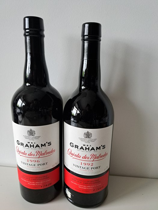 Graham's Malvedos Vintage Port: 1992 & 1996 - Released in 2023 - Douro - 2 Bottles (0.75L)