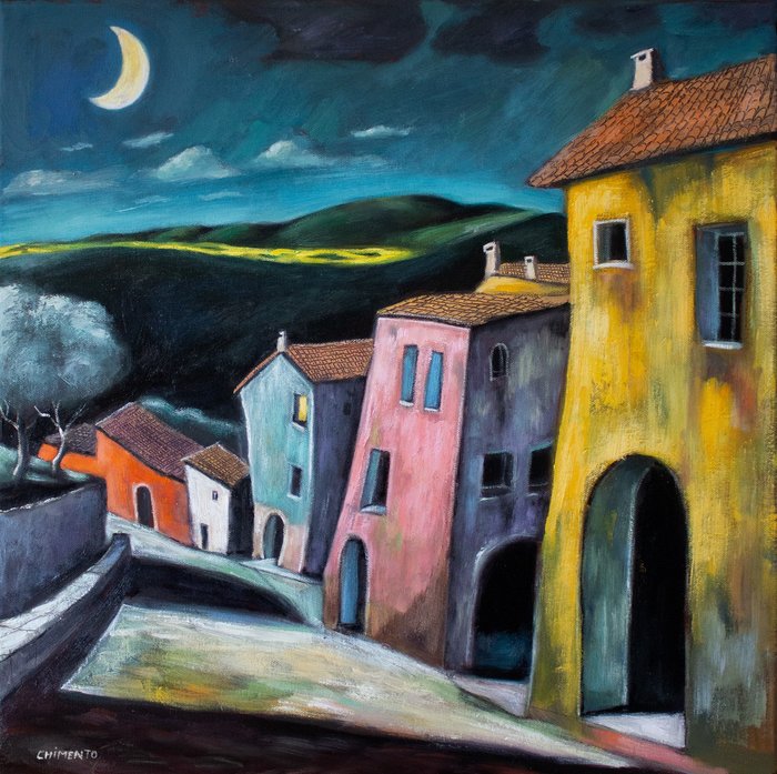 Laurent Chimento (XX-XXI) - Village sous croissant de lune