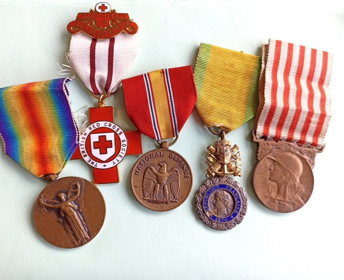 Frankreich, Vereinigtes Königreich, USA - Medaille - 5 Awards WW-1, WW-2