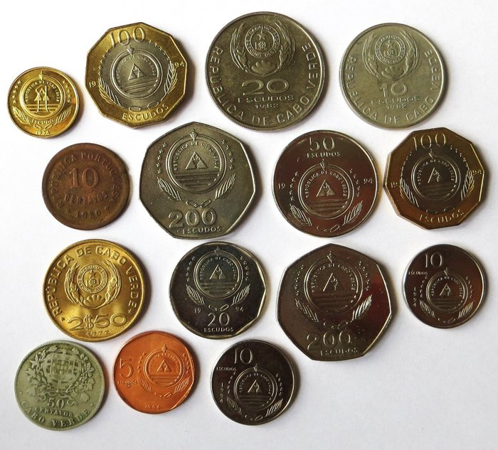 維德角. 10 Centavos t/m 200 Escudos 1930/1995 (15 verschillende)  (沒有保留價)