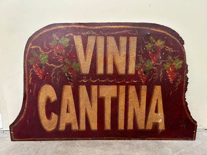 墙板 - Insegna originale 1960/70 “ Vini Cantina“