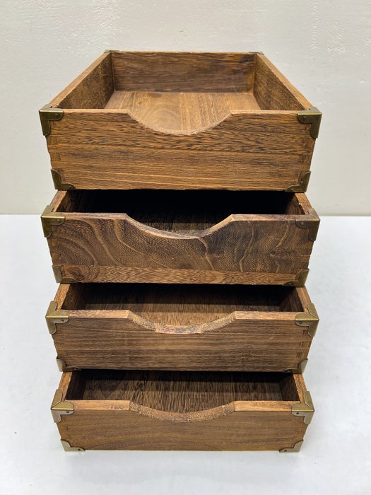 桌上用品套裝  (4) - 木質和黃銅辦公桌收納活動風格