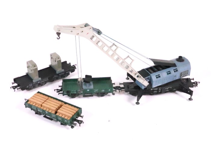 Fleischmann H0 - Carrozza merci di modellini di treni (4) - Autogru con vari rimorchi 'Krupp-Ardelt' - DB