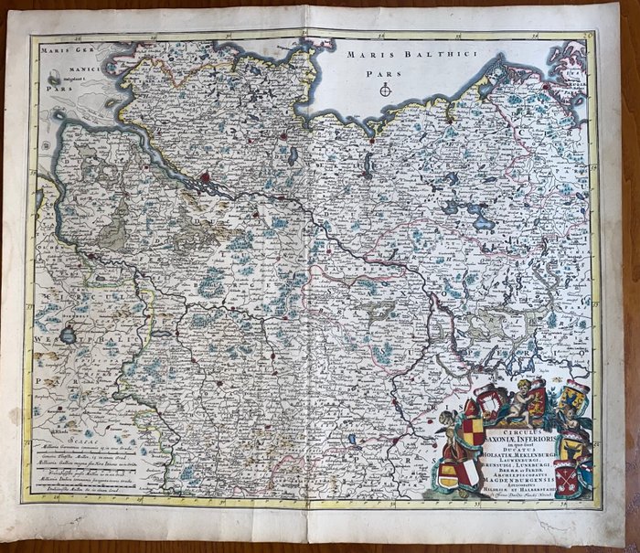 欧洲, 地图 - 德国; Divid Funck - Circulus saxoniae inferiorioris in quo sunt ducatus Holsatiae, Meklenburgi Lauwenburgi, Brunsuigi, - 1721-1750