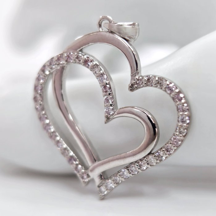 *no reserve* 0.60 ct Light Pink N.Fancy Pink Diamond Designer Pendant - 3.13 gr - 14 karat Hvidguld - Vedhæng - 0.60 ct Diamant