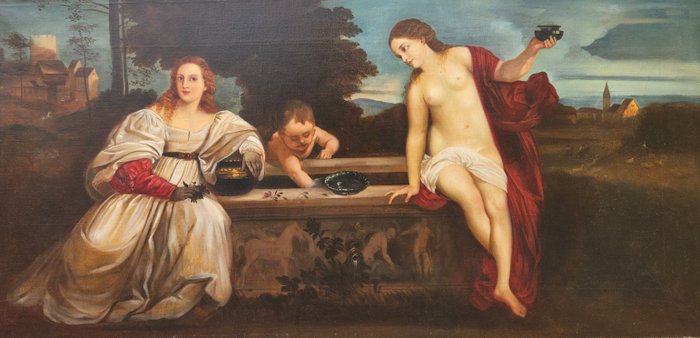 After Titian - European school, XX century - Sacred and Profane love