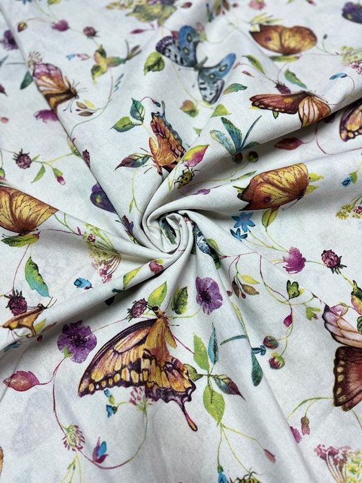 San Leucio - delicate rustieke stof met vlinders - Textiel  - 280 cm - 250 cm