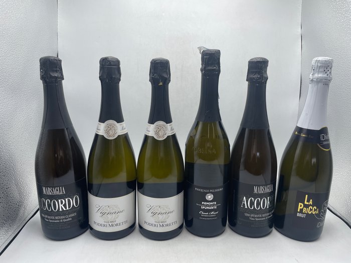 Marsiglia x2, Moretti x2, Pelissero & IDivini - 皮埃蒙特 - 6 Bottles (0.75L)