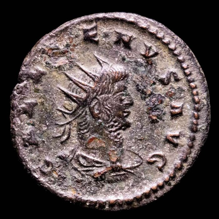 Rooman imperiumi. Gallienus (253-268). Antoninianus Antioch mint. SOLI INVICTO, Sol standing to left, radiate head left, right hand outstretched, whip  (Ei pohjahintaa)