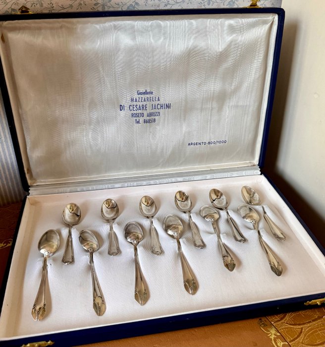 Coffee spoon (12) - .800 silver - Art Deco