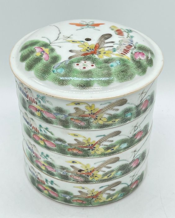 Tureen - Food stacking boxes with butterfly decor - Porcelain