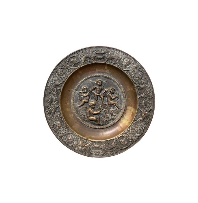 盘子 - Pedestal bronze plate - 黄铜色