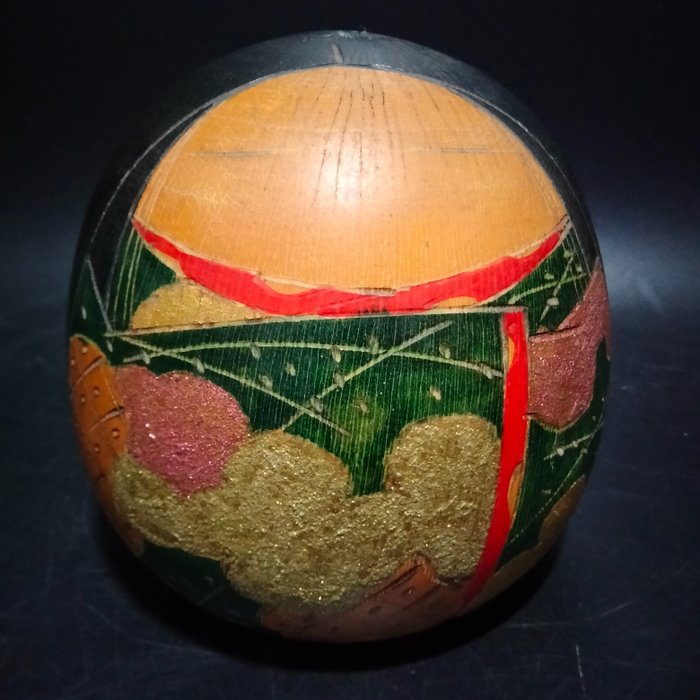 Kokeshi w kształcie jajka (12 cm) - Drewno - Toa Sekiguchi - Japonia - zabytkowe Sosaku