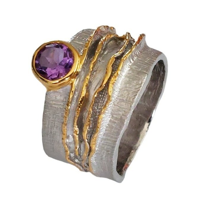 沒有保留價 - 戒指 銀 -  1.90 tw. 紫水晶 
