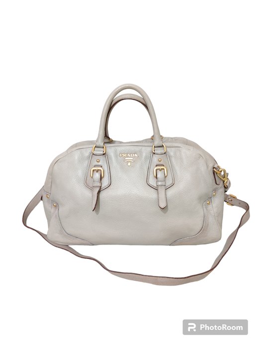 Prada - Prada Creamish Cervo Antik Leather Bauletto Bag - Crossbody bag