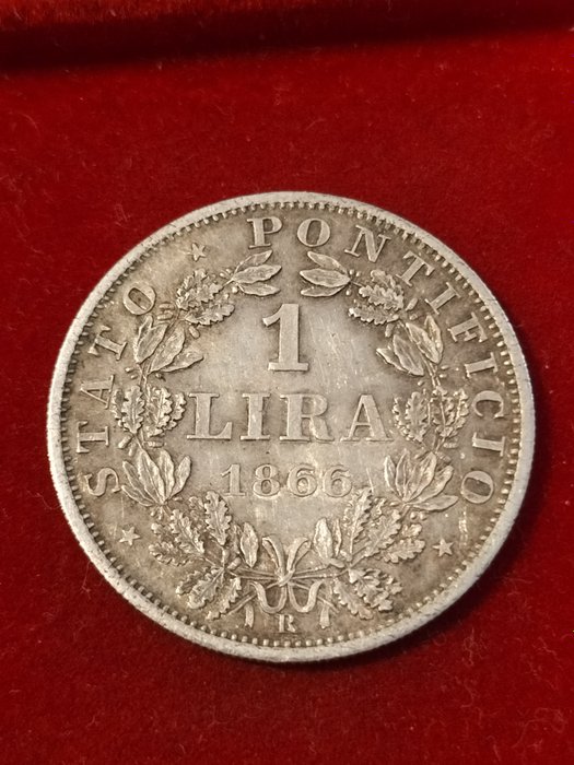Italië, Pauselijke Staat. Pio IX (1846-1870). 1 Lira 1866  (Zonder Minimumprijs)