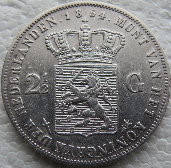 Ολλανδία. Willem III (1849-1890). 2 1/2 Gulden 1854  (χωρίς τιμή ασφαλείας)