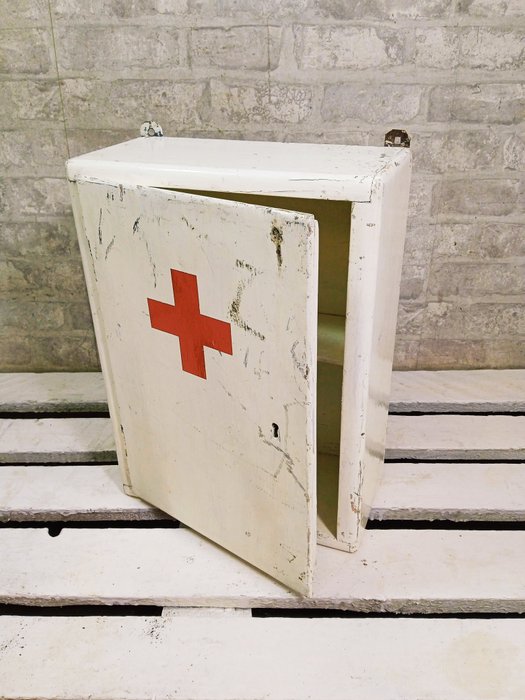 Medizinschrank - Vintage Erste-Hilfe-Schrank - Holz