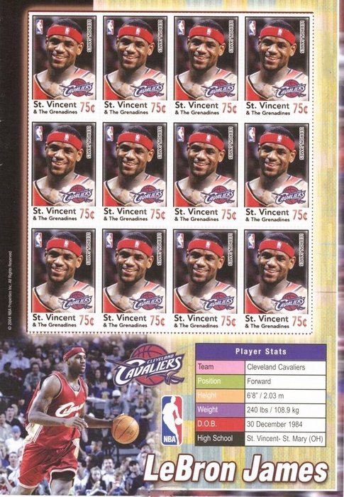 2004 - Upper Deck - LeBron James - St. Vincent & The Grenadines - Stamps Sheet - 1 Mixed collection