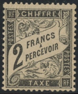 法国 1882 - 税费 - 2F 黑色签名小牛，带证书 - 评级 * 2000 欧元 - 一流 - Yvert TX22