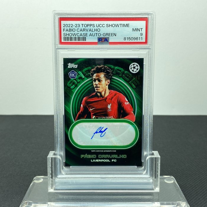 2022/23 - Topps - UCC Showtime - Fabio Carvalho - Showcase Auto - Green parallel (71/99) Autographed Graded card - PSA 9