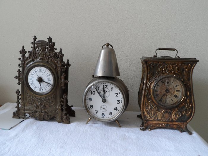 鬧鐘  (3) - 黃銅、青銅、焊接、鐵、鎳。 - 1900-1910