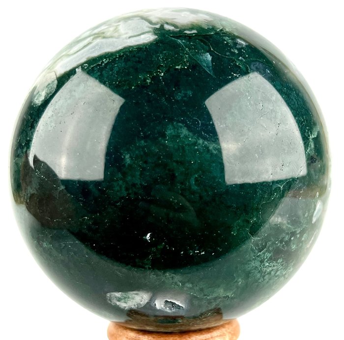 Moss Agate Fine polished Large AAA moss agate Sphere - Height: 10.19 cm - Width: 10.19 cm- 1400 g
