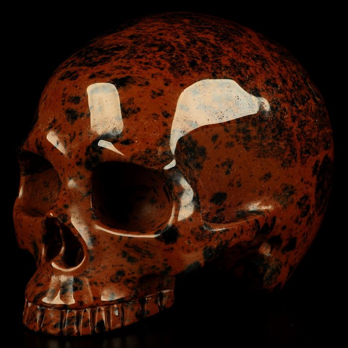 1,04 kg 12,10 x 9,00 cm pieza de museo AA CAOBA Obsidiana Cráneo vudú clarividencia Cráneo de anatomía VUDÚ cráneo de obsidiana de caoba negro Vista del otro mundo- 1.04 kg