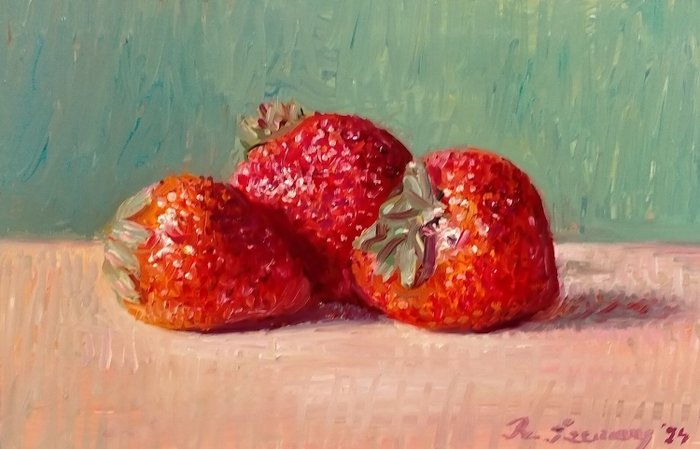 Raphael Leemans (1976) - Stilleven met aardbeien