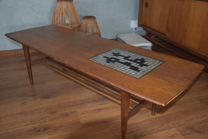 Webe - Louis van Teeffelen - Coffee table - Coffee table no. 9, with mosaic inlay - Teak