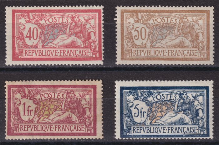 Ranska 1900 - "Merson" 1. sarja, nro 119, 120 TBC, 121 ja 123 Neuf*. Hyvä laatu. - Yvert