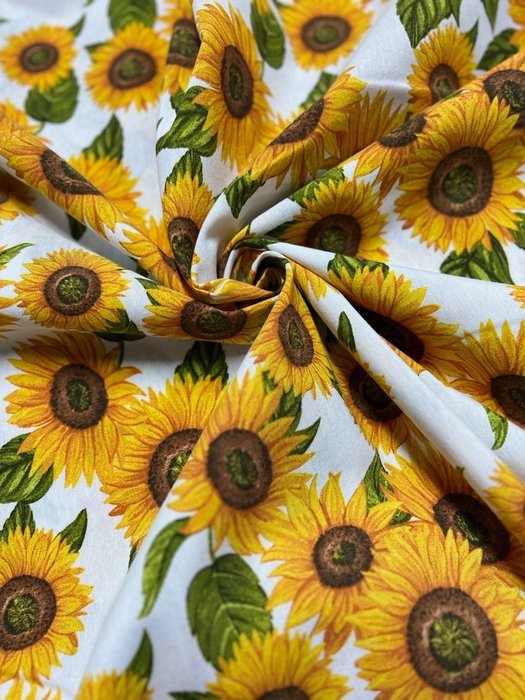 San Leucio – lebendiger Sonnenblumenstoff - Stoff  - 280 cm - 250 cm