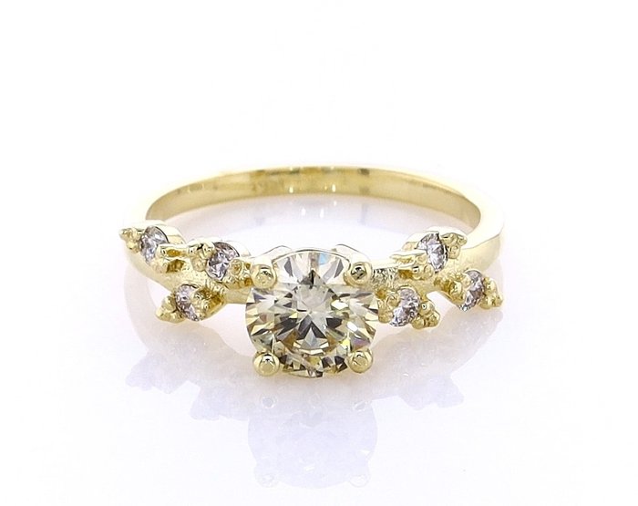 Anel - 14 K Ouro amarelo -  0.89 tw. Diamante  (Natural) - Diamante 