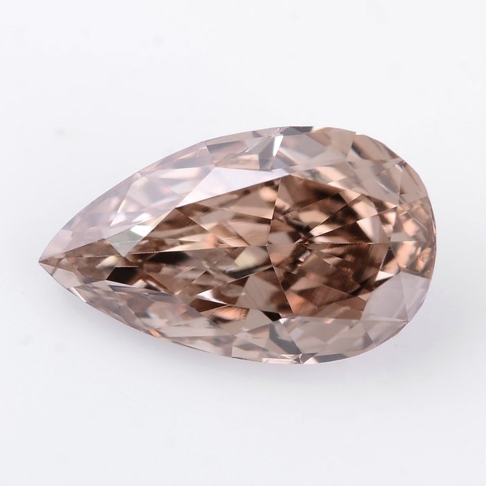1 pcs 鑽石 - 0.71 ct - 明亮型, 梨形 - 艷橙啡色 - SI2