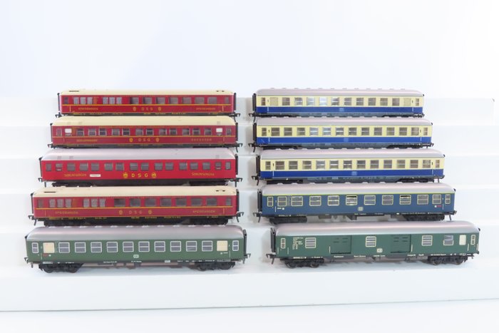 Fleischmann H0 - 5112/5122/5113/5116/1512 - 模型客運火車 (10) - 10節特快列車車廂 - DB